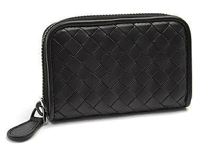 BOTTEGA VENETA114075-V001N-1000ボッテガヴェネタ コインパースラウンドファスナー釣り銭入イントレチャートラムスキンレザーブラック