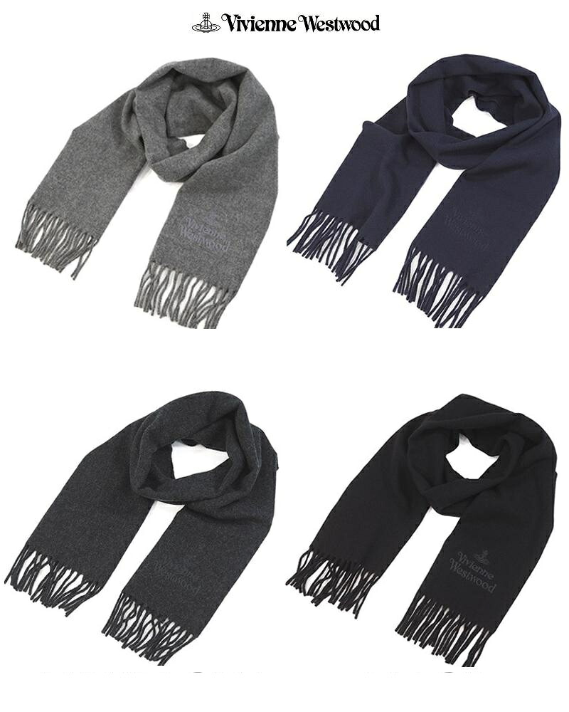 Vivienne Westwood WOOL100% MUFFLER MADE IN ITLYヴィヴィアン ウエストウッド ウールマフラー ユニセックス 同色ロゴ刺繍入サイズ 約H180×W30(フリンジ9cm含む)カラー・専用ギフトパッケージ ※選択式|ブランドショップ ア・ドマーニ
