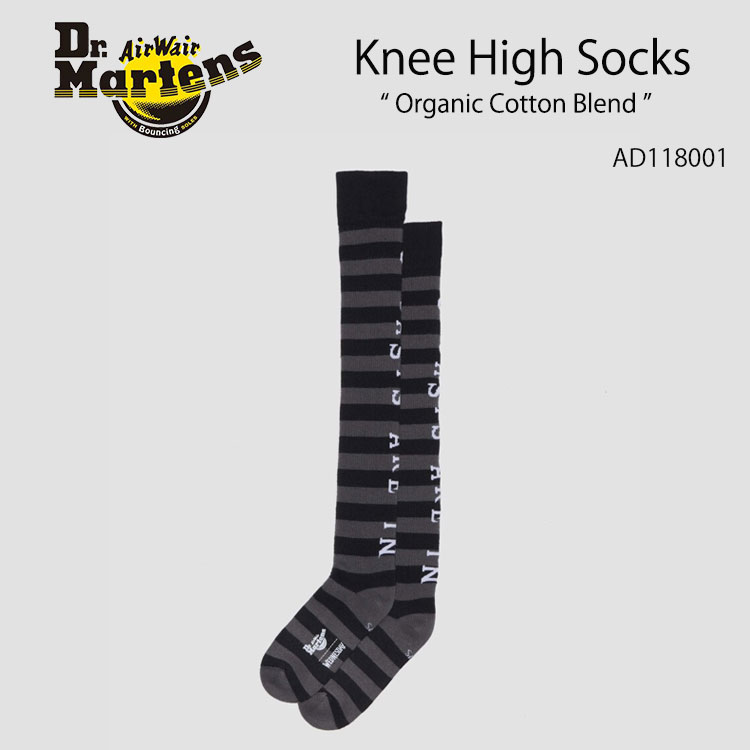 Dr.Martens ドクターマーチン ウェンズデー コラボ 靴下 ハイソックス DR. MARTENS x WEDNESDAY KNEE HIGH SOCK AD118001 BLACK+GREY ニー ハイ ソックス ウェンズデー レディース 女性用【中古】未使用品