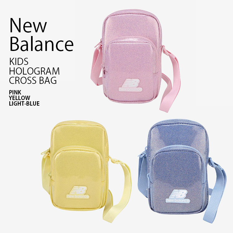 New Balance ニューバランス キッズ ショルダーバッグ HOLOGRAM CROSS BAG ホログラム クロスバッグ ミニバッグ バッグ かばん スマホポーチ ロゴ ピンク イエロー ブルー 子供用 男の子 女の子 NK8ADF302U【中古】未使用品|a-dot
