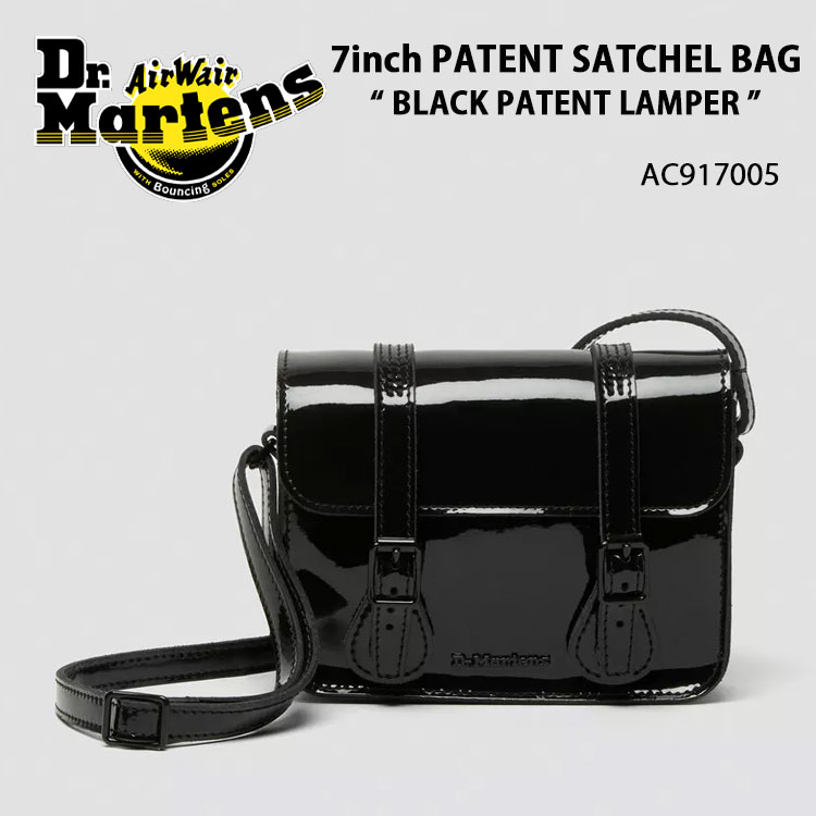 Dr.Martens ドクターマーチン ショルダーバッグ 7inch PATENT SATCHEL BAG BLACK AC917005 7インチ パテント サッチェルバッグ ブラック メンズ レディース 男性用 女性用【中古】未使用品｜a-dot