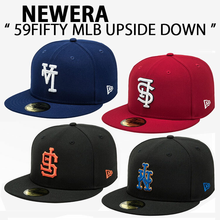 NEWERA ニューエラ キャップ 逆ロゴ 59FIFTY MLB UPSIDE DOWN CAP アップサイドダウンロゴ ドジャース ROYAL ジャイアンツ BLACK カージナルス SCARLET メッツ BLACK ベースボールキャップ さかさまロゴ