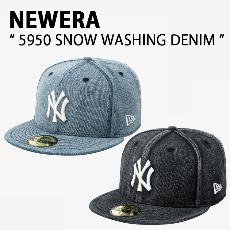 New Era ニューエラ デニム キャップ 59FIFTY 5950 SNOW WASHING DENIM ヤンキース スノーウォッシュデニム ヤンキースロゴ 帽子 ベースボールキャップ MLB メンズ レディース 14881522/3｜a-dot