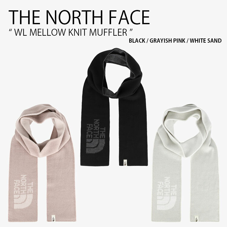 THE NORTH FACE ノースフェイス マフラー WL MELLOW KNIT MUFFLER ホワイトレーベル メロウ ニット マフラー ロゴ カジュアル ストリート 防寒 WHITELABEL ブラック ピンク ベージュ メンズ レディース 男性用 女性用 男女共用 NA5IR52J/K/L｜a-dot