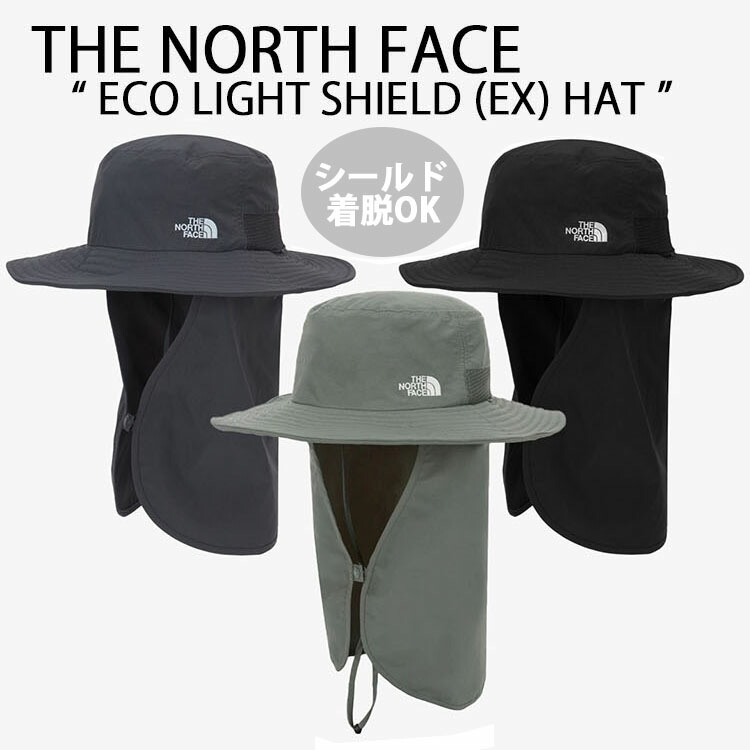 THE NORTH FACE 北の方人間の顔 サンシールド かぶり笠 ECO LIGHT SHIELD (EX) HAT 園地かぶり笠 UV取りすてる 紫外線取りすてる 冷感原料品 KHAKI CHARCOAL BLACK アウトドア 難民キャンプ 人間の顔差し固める ロゴタイプ 表どおり NE3HS10A/B NE3HR13A/B/C