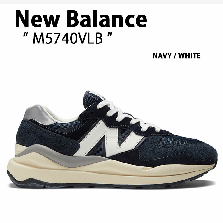 New Balance ニューバランス スニーカー M5740VLB NEWBALANCE M5740 NAVY WHITE シューズ ビッグN レザー 本革 ネイビー ホワイト メンズ レディース 男性用 女性用【中古】未使用品｜a-dot