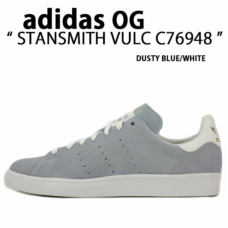 adidas Originals アディダス オリジナルス スニーカー STANSMITH VULC CL DUSTY BLUE WHITE C76948 スタンスミス バルク スウェードスニーカー ダスティー ブルー ホワイト レザー 本革 メンズ【中古】未使用品|a-dot