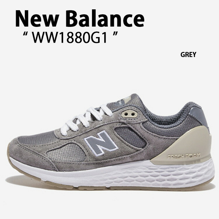 New Balance ニュー平衡にする スニーカー WW1880G1 GREY 薄墨色 シューズ なめし革 本革 レディース 成人女性用【中古】未当て嵌める品