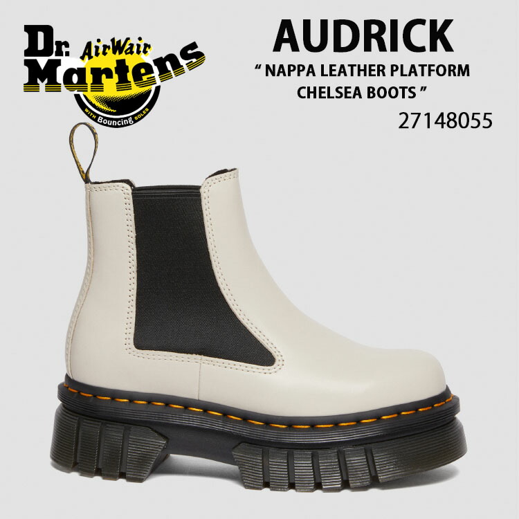 Dr.Martens ドクターマーチン ブーツ サイドゴアブーツ AUDRICK NAPPA LEATHER PLATFORM CHELSEA BOOTS 27148055 COBBLESTONE GREY NAPPA LUX チェルシーブーツ ベージュ 厚底 ショートブーツ ラバーソール メンズ レディース 男性用 女性用【中古】未使用品画像