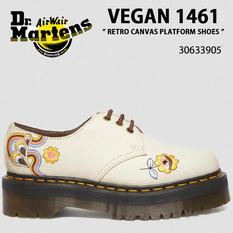 Dr.Martens お医者さんマーチン 校庭シューズ VEGAN 1461 RETRO CANVAS PLATFORM SHOES 30633905 RETRO RAY CANVAS 3EYE 3大広間 シューズ レディース 成人女性用 【中古】未当て嵌める品