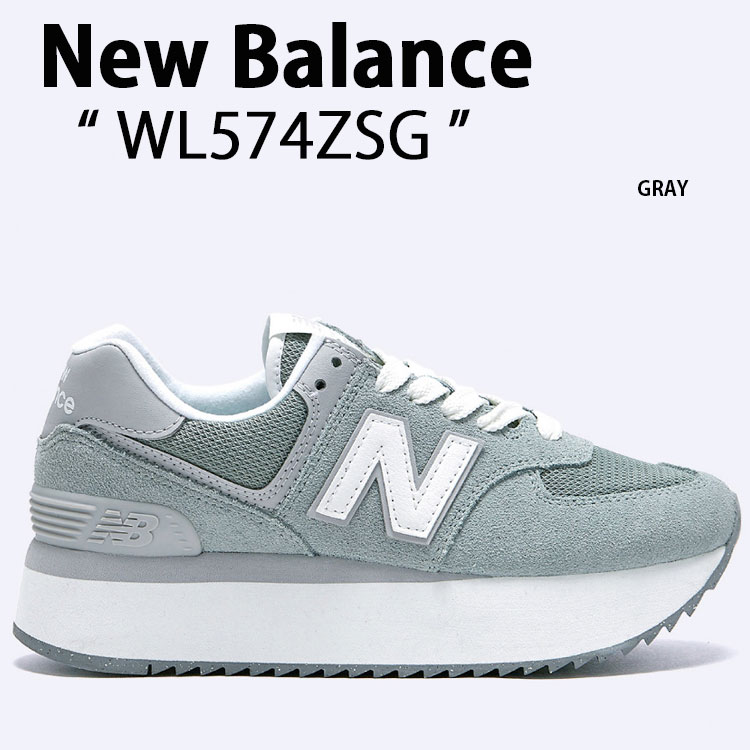 New Balance ニューバランス レディース スニーカー WL574 NEWBALANCE WL574ZSG GRAY グレー シューズ 厚底シューズ 厚底スニーカー プラットフォーム【中古】未使用品｜a-dot