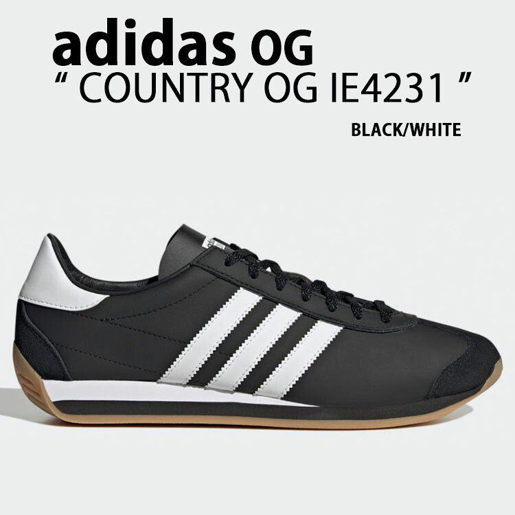 adidas originals アディダス スニーカー COUNTRY OG IE4231 カントリー 一風変わった BLACK WHITE シューズ なめし革アッパー 本革 黒いこと 白いこと メンズ レディース【中古】未当て嵌める品