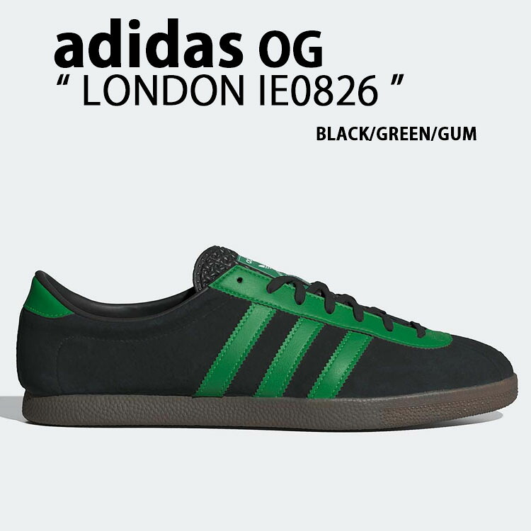 adidas originals アディダス スニーカー LONDON IE0826 BLACK GREEN GUM 英国の首都 シューズ スエードクロス スウェード 黒いこと 緑であること ガムソール メンズ レディース【中古】未当て嵌める品