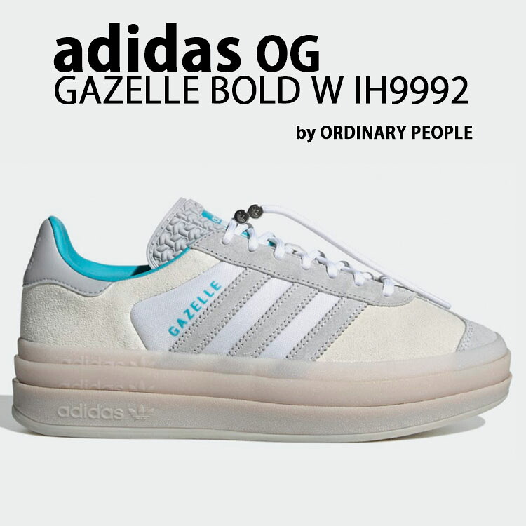 adidas originals アディダス レディース スニーカー 厚底 Ordinary People GAZELLE BOLD W IH9992 ガゼル ボールド オーディナリーピープル コラボ WHITE BLUE スエード シューズ 厚底シューズ ホワイト ブルー ガムソール【中古】未使用品|a-dot
