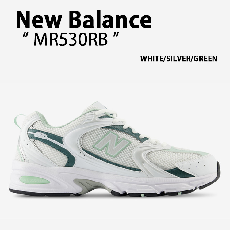 New Balance ニュー平衡にする スニーカー MR530RB WHITE SILVER GREEN シューズ メッシュ NewBalance530 ニュー平衡にする530 駈けっくらシューズ 白いこと しろがね色 緑であること メンズ レディース【中古】未当て嵌める品