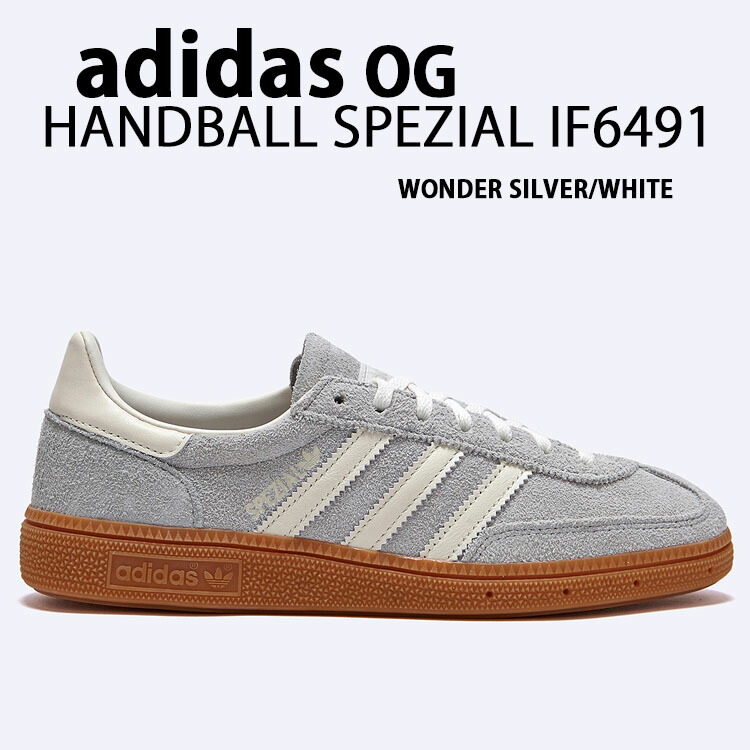 adidas Originals アディダス レディース スニーカー HANDBALL SPEZIAL IF6491 SILVER WHITE ハンドボール スペツィアル シューズ スエード テラス系 Tトゥ ニュアンスカラー ワンダーシルバー【中古】未使用品