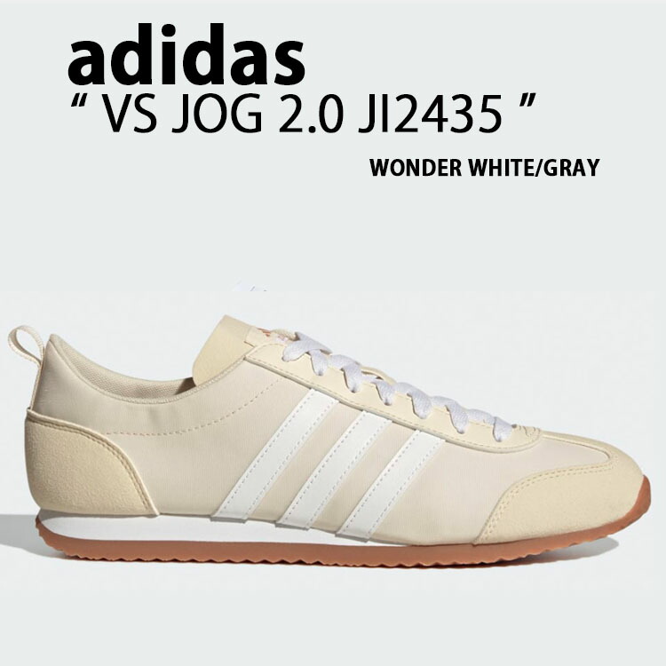 adidas アディダス レディース スニーカー VS JOG 2.0 JI2435 小股走り2.0 シューズ WHITE BEIGE 小股走りシューズ 駈けっくら ウォーキング 中庭系 T-トゥ 精緻さ色合い くすみ色合い【中古】未当て嵌める品