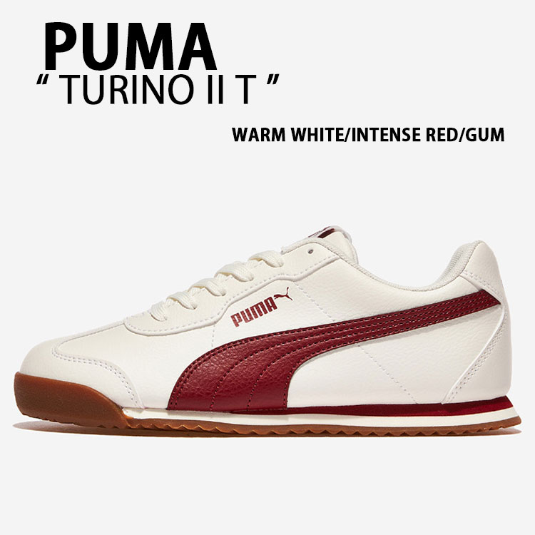 PUMA ピューマ スニーカー TURINO II T トリノ2 WHITE RED GUM 402049-03 シューズ 白いこと 赤いこと チュインガム メンズ レディース【中古】未当て嵌める品