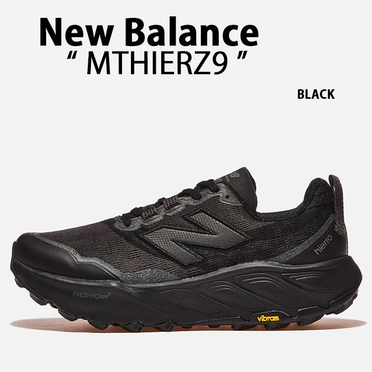 New Balance ニュー平衡にする スニーカー FRESH FOAM X HIERRO V9 BLACK MTHIERZ9 生新しい質問用紙 X 主人公 V9 黒いこと Vibram ビブラムソール 駈けっくらシューズ メンズ 成人男性用【中古】未当て嵌める品