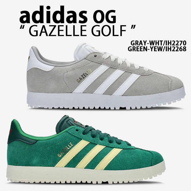 adidas originals アディダス スニーカー GAZELLE GOLF ガゼルゴルフ GRAY WHITE IH2270 グレー GREEN YELLOW IH2268 グリーン シューズ レザーアッパー スパイクレスモデル オリジナルスゴルフ レディース【中古】未使用品