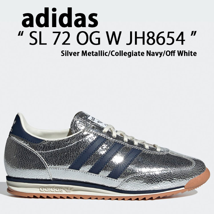 adidas originals アディダス スニーカー SL 72 OG W JH8654 シューズ Silver Metallic / Collegiate Navy / Off White ナイロンアッパー シルバーメタリック カリージェトネイビー オフホワイト テラス系 T-トゥ メンズ レディース【中古】未使用品|a-dot