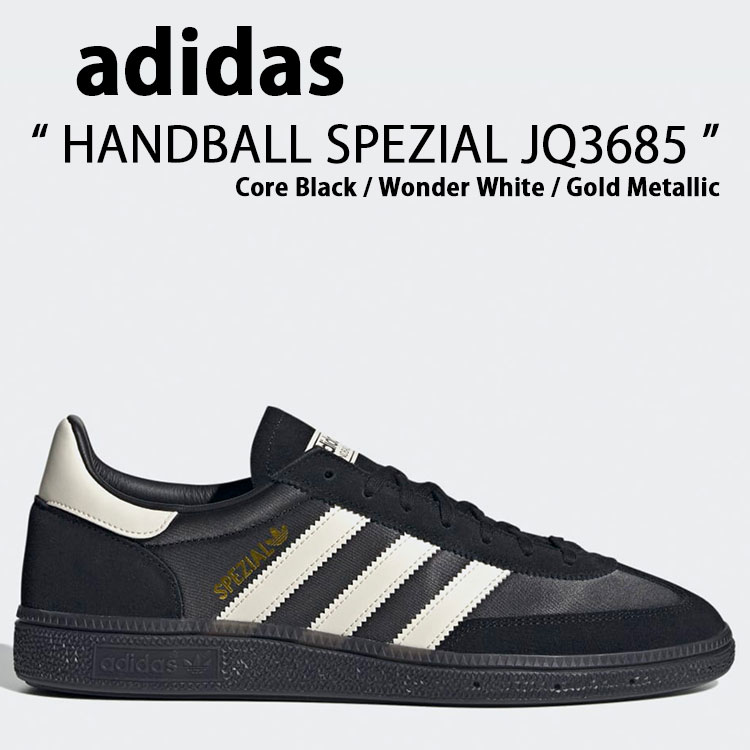 adidas originals アディダス スニーカー HANDBALL SPEZIAL JQ3685 Core Black / Wonder White / Gold Metallic シューズ ハンドボール スペツィアル コアブラック ワンダーホワイト ゴールドメタリック メンズ レディース【中古】未使用品
