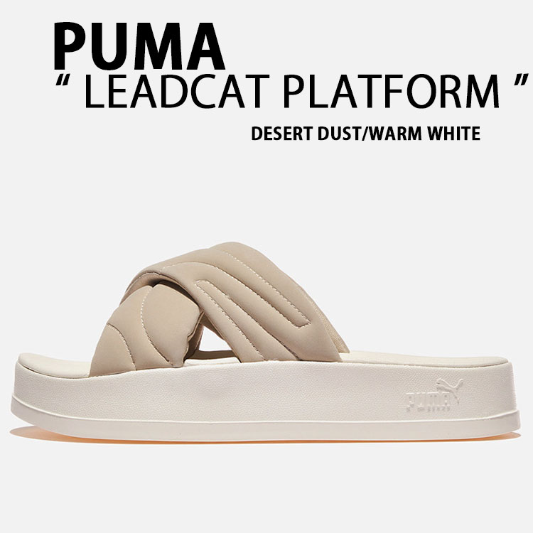 PUMA ピューマ サンダル LEADCAT PLATFORM DESERT DUST WARM WHITE PKI40034002 リードキャット プラットホーム 乾荒原砂ぼこり ウォーム白いこと 厚底 ヌバック 横すべりサンダル レディース【中古】未当て嵌める品