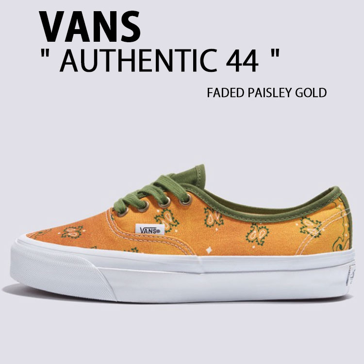 VANS バンズ スニーカー AUTHENTIC 44 FADED PAISLEY GOLD VN000D5KESC オーセンティック 44 フェイディドペイズリー ゴールド ローカット メンズ レディース 女性用 男性用|a-dot