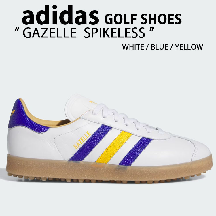adidas Originals アディダス スニーカー GAZELLE SPIKELESS GOLF SHOES JR6700 WHITE BLUE YELLOW ガゼル スパイクレス ゴルフシューズ ホワイト ブルー イエロー メンズ レディース 男性用 女性用【中古】未使用品｜a-dot