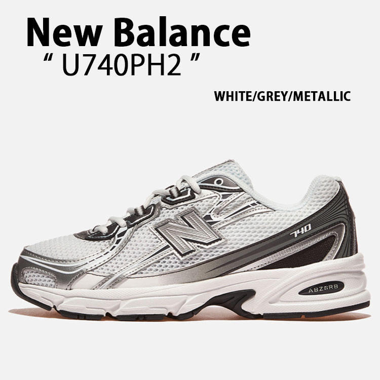 New Balance ニュー平衡にする スニーカー U740PH2 WHITE GRAY SILVER?シューズ NewBalance740 白いこと 薄墨色 しろがね色 メッシュ メンズ レディース【中古】未当てはめる品