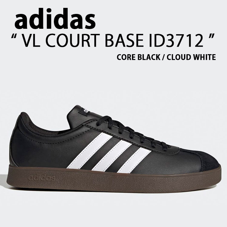 adidas originals アディダス スニーカー VL COURT BASE ID3712 BLACK シューズ VL厚地の外套軍事基地 黒いこと メンズ レディース【中古】未当て嵌める品