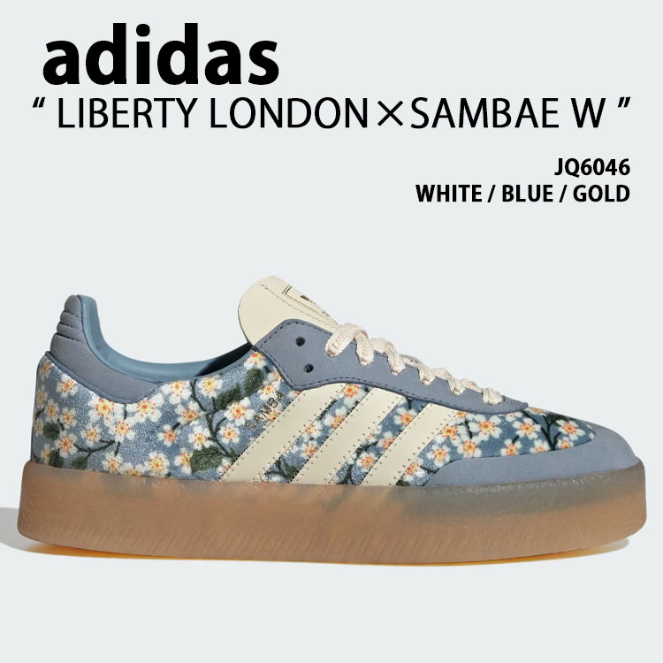 adidas originals アディダス レディース 厚底 スニーカー LIBERTY LONDON SAMBAE W JQ6046 BLUE WHITE シューズ サンベイW 青み 白いこと Tトゥ プラットホーム 成人女性用【中古】未当て嵌める品