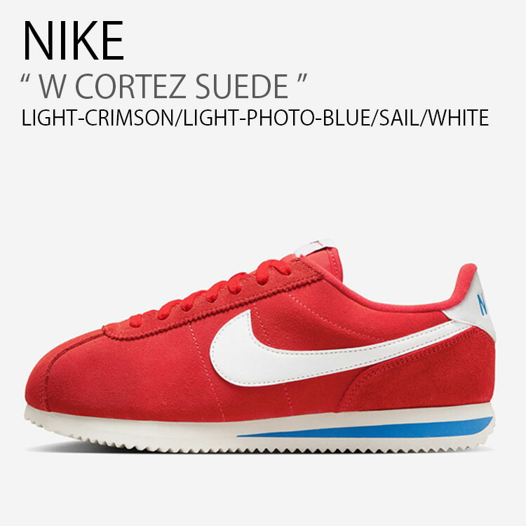 NIKE ナイキ レディース スニーカー W CORTEZ SUEDE ウィメンズ コルテッツ スウェード IB1857-600 置き目とり捨てる 赤いこと 青み 白いこと ウィメンズ 成人女性用【中古】未当て嵌める品