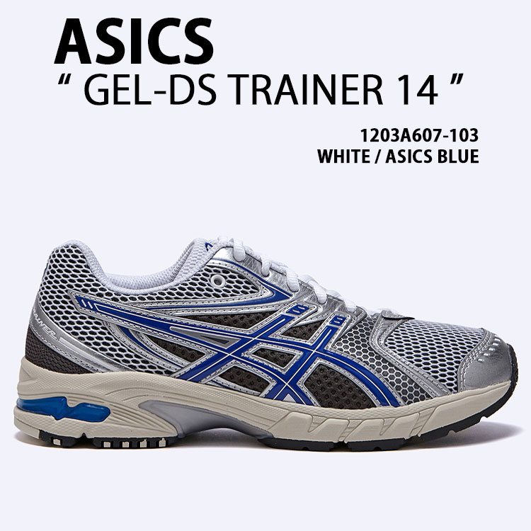 asics アシックス スニーカー GEL-DS TRAINER 14 WHITE BLUE 1203A607-103 シューズ ゲルDSトレーナー14 ランシュー メッシュ ホワイト ブルー メンズ レディース