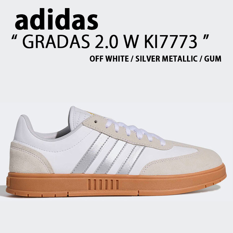 adidas アディダス スニーカー GRADAS 2.0 W KI7773 シューズ グラダス2.0 レザーアッパー 本革 クラシック WHITE SILVER ホワイト シルバー メンズ レディース【中古】未使用品｜a-dot