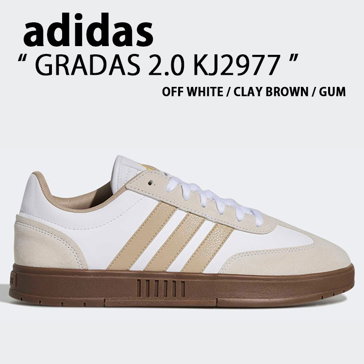 adidas アディダス スニーカー GRADAS 2.0 KJ2977 シューズ グラダス2.0 レザーアッパー 本革 クラシック WHITE BEIGE ホワイト ベージュ メンズ レディース【中古】未使用品