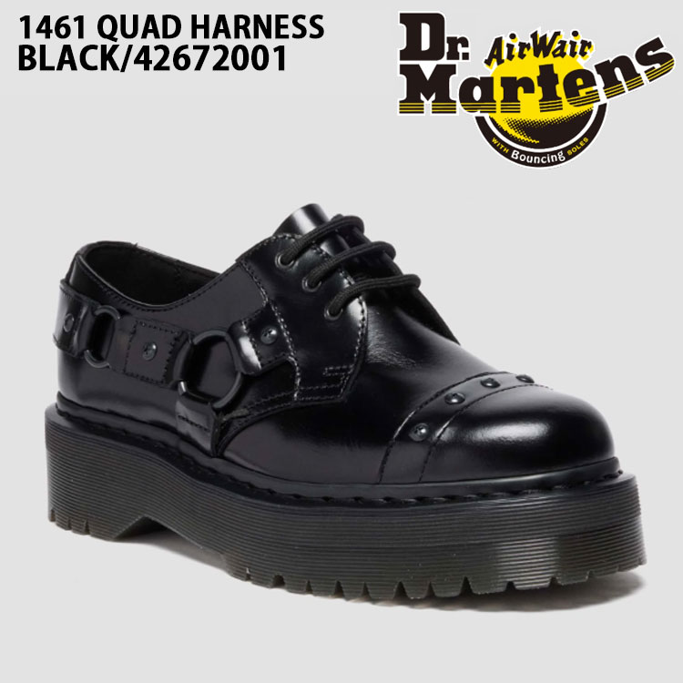 Dr.Martens 御医者さんマーチン なめし革シューズ 1461 QUAD HARNESS 42672001 BLACK 黒いこと なめし革 シューズ メンズ レディース 成人男性用 お上さん用 男女兼用【中古】未当て嵌める品