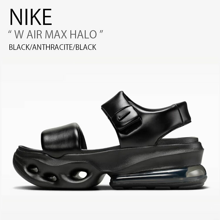 NIKE ナイキ レディース サンダル W AIR MAX HALO エアマックス ヘイロー IO1959-012 スポーツサンダル スポサン ベルクロ ブラック 女性用 レディース【中古】未使用品
