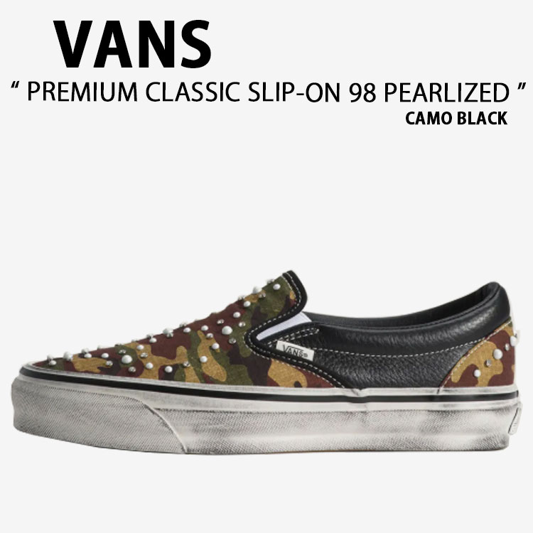 VANS バンズ スニーカー PREMIUM CLASSIC SLIP-ON 98 PEARLIZED CAMO BLACK VN000D9PCAK プレミアム クラシック スリッポン 98 パーライズド カモ ブラック 男性用 女性用