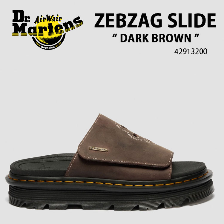 Dr.Martens お医者さんマーチン ミュール サンダル ZEBZAG SLIDE 42913200 シューズ ゼブザグスライド 大いさ合わせる ガムソール DARK BROWN 靉靆たる赤銅色 メンズ レディース【中古】未当てはめる品