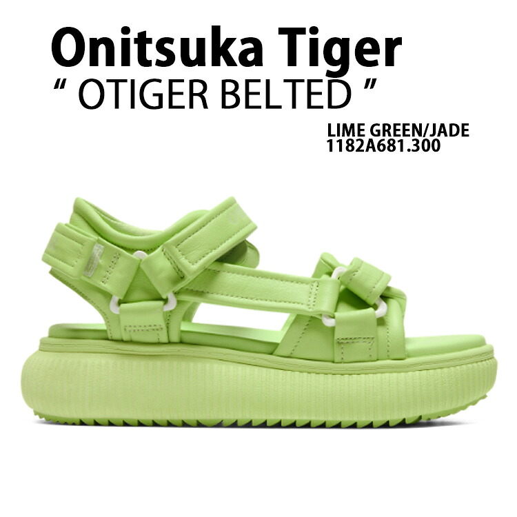 Onitsuka Tiger オニツカタイガー サンダル OTIGER BELTED LIME GREEN JADE 1182A681.300 オータイガー ベルテッド ライムグリーン ジェイド 厚底 軽量 クッション レザー ストラップ ウィメンズ|a-dot