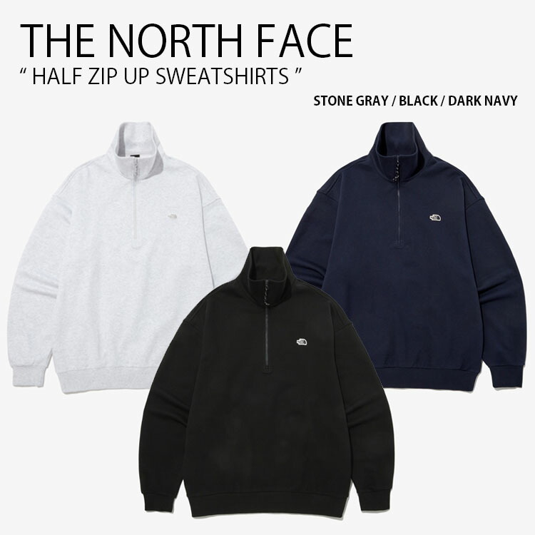 THE NORTH FACE 北の方人間の顔 汗水 HALF ZIP UP SWEATSHIRTS ハーフジップアップ トレーナー 調教師 長袖 カットソー ティーシャツ 薄墨色 黒いこと 米国海軍 メンズ レディース NM5MP03A/B/C【中古】未当て嵌める品