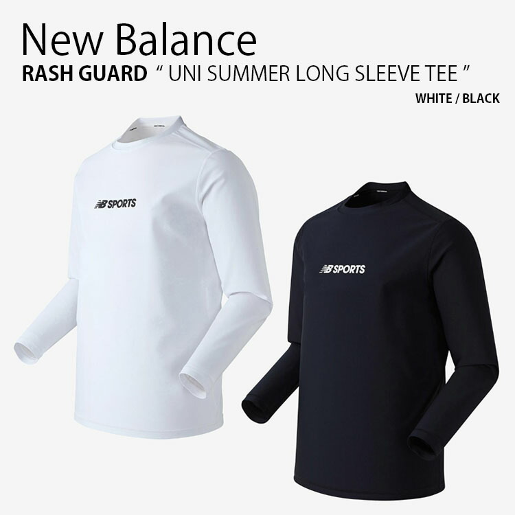 New Balance ニューバランス ラッシュガード UNI SUMMER LONG SLEEVE TEE ユニ サマー ロングスリーブ ティーシャツ ラウンドネック 長袖 水着 スイムウェア Tシャツ ロゴ ホワイト ブラック メンズ レディース 男女共用 男性用 女性用 NBNDD32703【中古】未使用品|a-dot