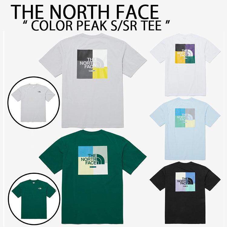 THE NORTH FACE 北の方人間の顔 ティーシャツ COLOR PEAK S/SR/TEE 御徒面子グラフィック ロゴタイプ 目論む BLACK WHITE GRAY GREEN BLUE 半袖 ルーズフィット ゆったり大いさ 黒いこと 白いこと 薄墨色 緑であること 青碧 メンズ レディース NT7UP11J/K/L/M/N【中古】未当てはめる品