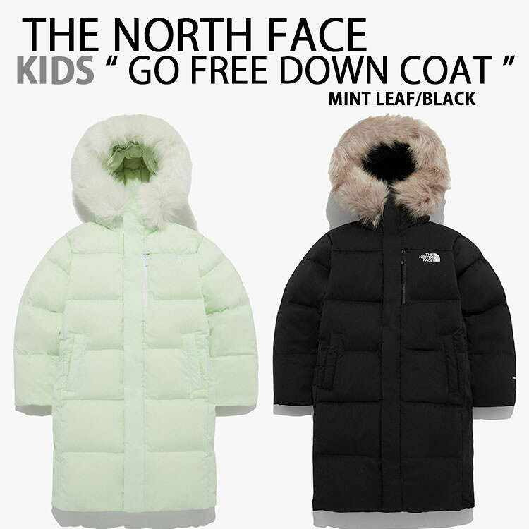 THE NORTH FACE 北の方人間の顔 キッズ 落ちこむ上衣 K\u0027S GO FREE RDS DOWN COAT 落ちこむ厚地の外套 ボンネット一体型 BLACK MINT ロゴタイプ 心地よい 表どおり アウトドア ちびっ子用 キッズ用 若い者用 お坊っちゃん用 NJ1DQ62S/T
