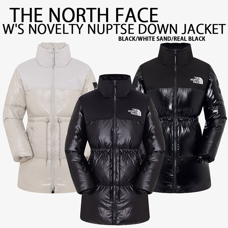 THE NORTH FACE ノースフェイス レディース ダウンジャケット W'S NOVELTY NUPTSE DOWN PARKA ヌプシダウン ひざ丈ダウン ミドル丈 BLACK WHITE 光沢 グロッシー NJ1DQ87L/K/J｜a-dot