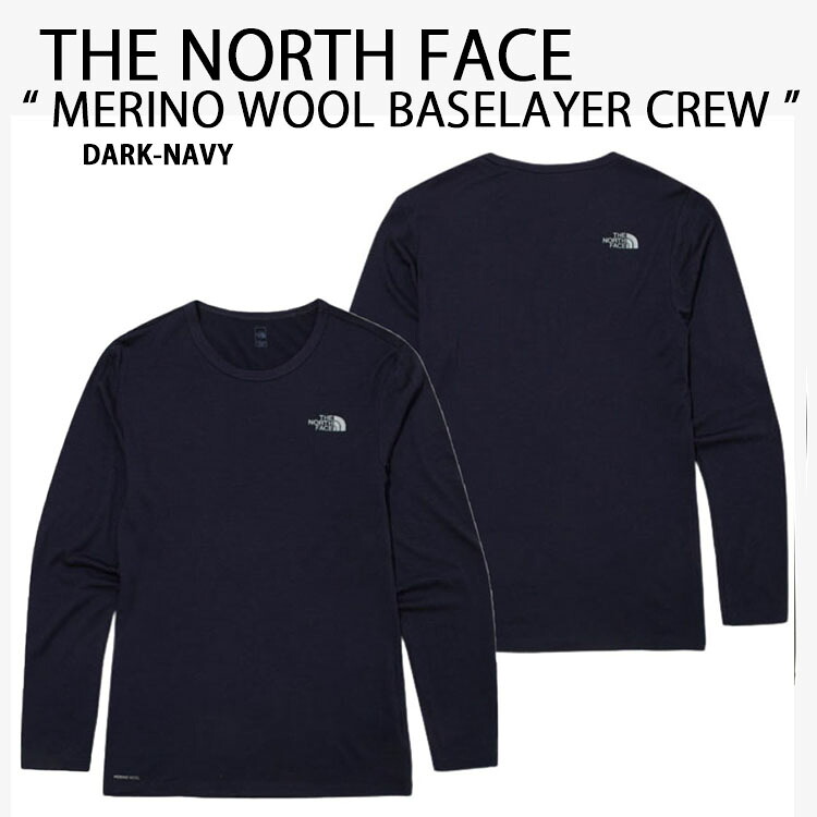 THE NORTH FACE ノースフェイス ロンT 長袖カットソー MERINO WOOL BASELAYER CREW 1 メリノウール クルーネック Tシャツ DARK NAVY カットソー ロゴ ダークネイビー MNI7TM57A