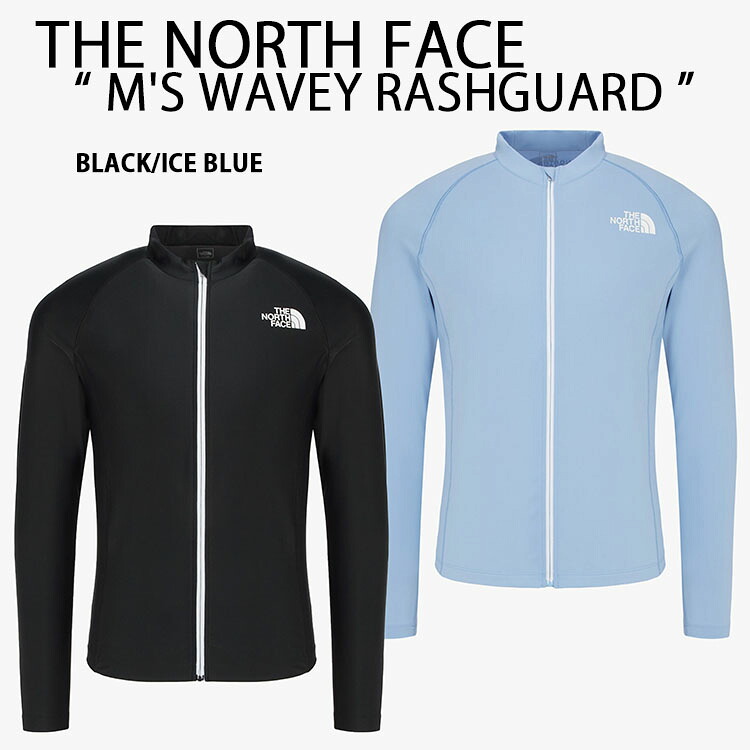 THE NORTH FACE ノースフェイス ラッシュガード M'S WAVEY RASHGUARD ジップアップラッシュガード UVカット 冷感素材 BLACK BLUE スイムウェア ロゴ カジュアル マリンスポーツ メンズ レディース NJ5JR03A/B｜a-dot
