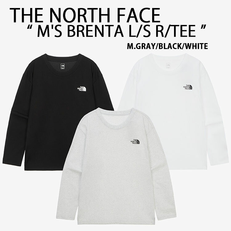 THE NORTH FACE ノースフェイス Tシャツ ロンT 長袖Tシャツ M'S BRENTA L/S R/TEE カットソー GRAY BLACK WHITE ルーズフィット オーバーシルエット ロゴTシャツ グレー ブラック ホワイト メンズ レディース NT7TR10A/B/C