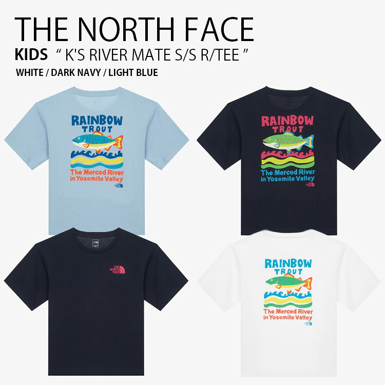 THE NORTH FACE ノースフェイス キッズ Tシャツ K RIVER MATE S/S R/TEE リバー メイト ショートスリーブ ラウンドネック ティーシャツ 半袖 カットソー クルーネック ロゴ ホワイト ネイビー ブルー 男の子 女の子 子供用 NT7UR06S/T/U